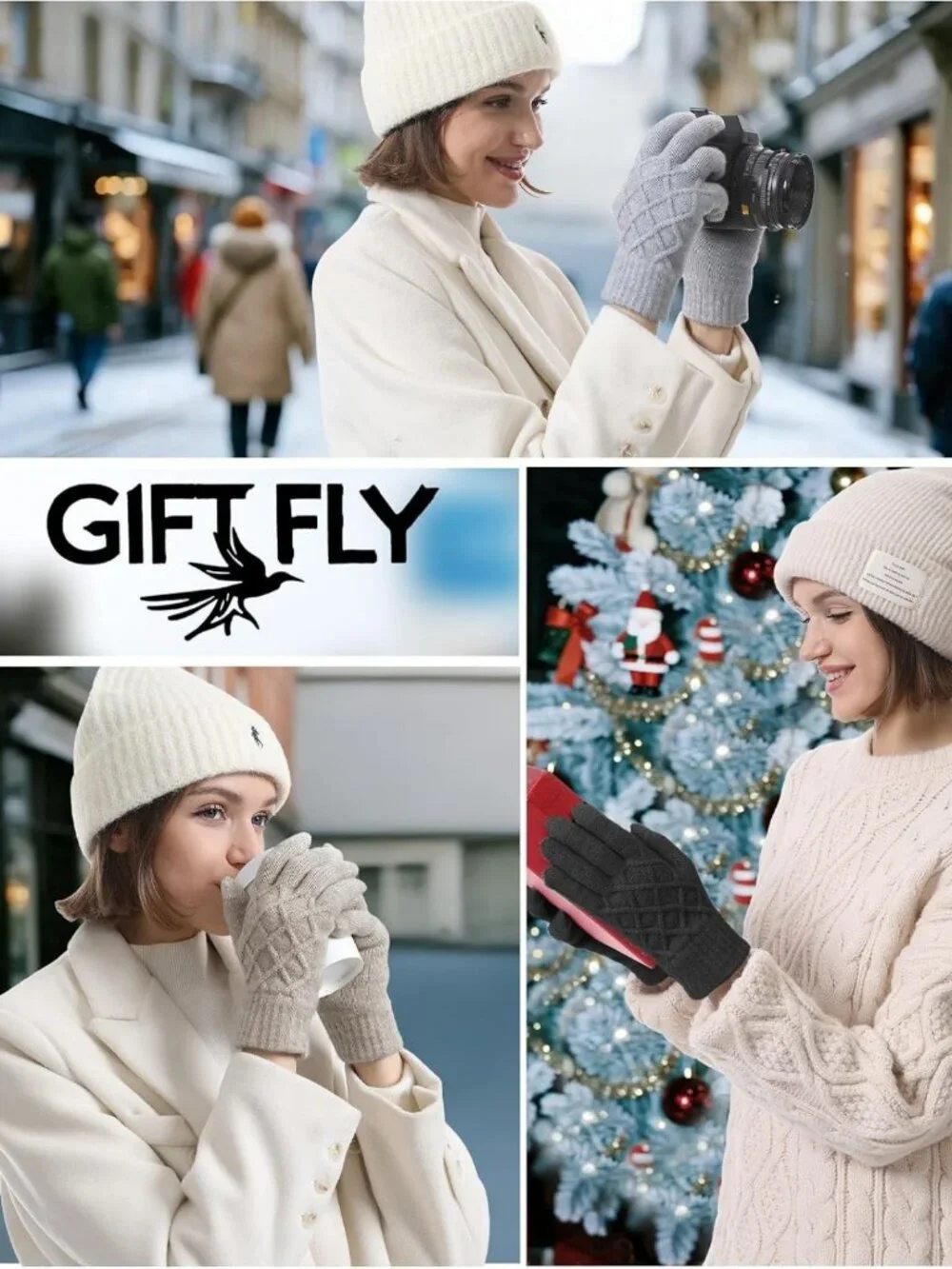 Cozy Thermal Knit Winter Gloves for Women - 3 Pairs Touchscreen, Warm & Elastic